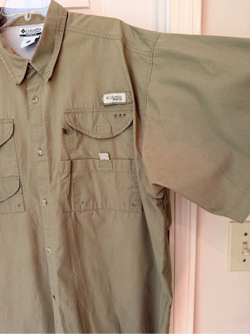 Columbia PFG Shirt Fishing Vented Short Sleeve Button Down Tan/Brown Men’s Sz XL - Picture 6 of 16